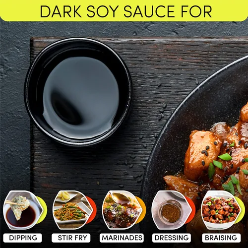Vista 4 de Chin-Su - Salsa de soja premium, botella de 8.5 onzas líquidas, 100% vegana, salsa de soja oscura para sumergir, salteados, adobos, aderezos