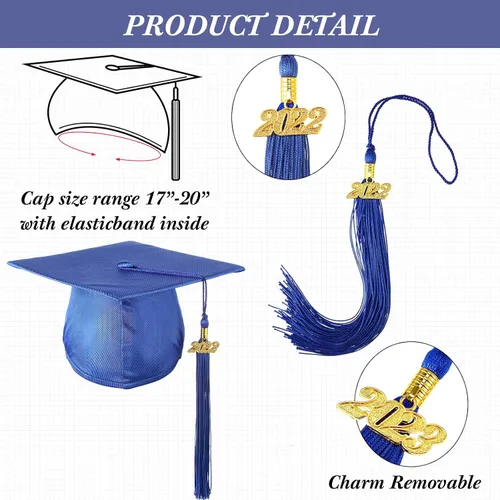 Vista 3 de Foaincore Juego de vestido de graduación de preescolar y jardín de infantes con borla impresa con dije 2022 para regalo de graduación para niños