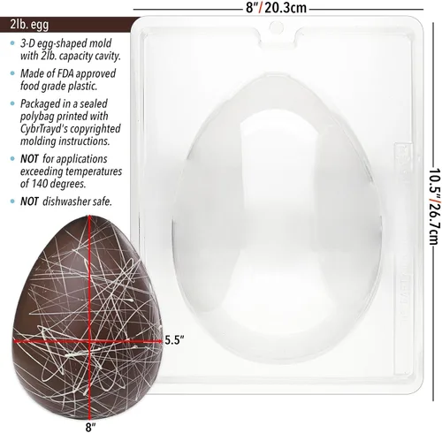 Vista 3 de Cybrtrayd Molde de huevo para chocolate/caramelo de 2 libras con instrucciones exclusivas para moldear chocolate con derechos de autor de Cybrtrayd