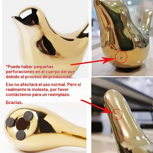 Vista 6 de FANTESTICRYAN Estatuas de pájaros pequeños, decoración dorada para el hogar, estilo moderno, adornos decorativos para sala de estar, dormitorio