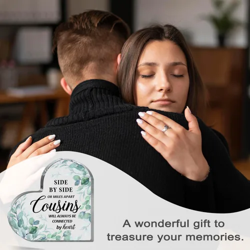 Vista 6 de Regalos para primas, regalos de cumpleaños para primas, regalos de acrílico con corazón para primas, regalos para la mejor prima del mundo, regalos