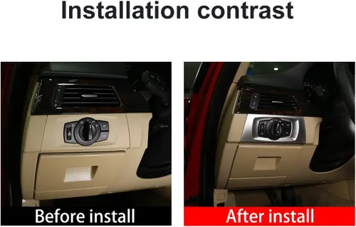 Vista 2 de YIWANG ABS cromo interior de la cabeza de la luz de la cabeza del interruptor de la cubierta del botón de ajuste para BMW Serie 3 E90 2005-2012