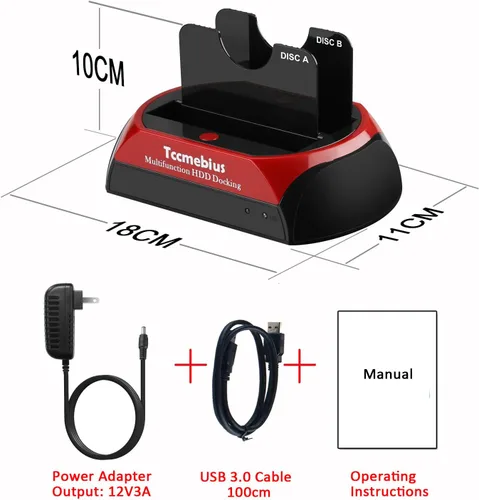 Vista 7 de TCC-S868-US - Estación de acoplamiento para disco duro USB 3.0 a 2.5 SATA IDE de 3.5 pulgadas, lector de ranuras duales, carcasa externa, para 2.5