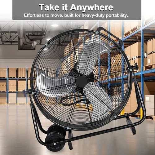 Vista 5 de BILT HARD Ventilador de tambor industrial de alta velocidad 8100 CFM de 24 pulgadas, ventilador de taller de metal de inclinación resistente de 3