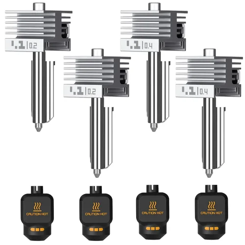 Vista 9 de Hotend integrado a prueba de fugas de 0.01 in X2D/P2S/H2D/H2S/H2C/A1/A1 Con boquilla de acero endurecido, extremo caliente de extrusora de alta 2PCS