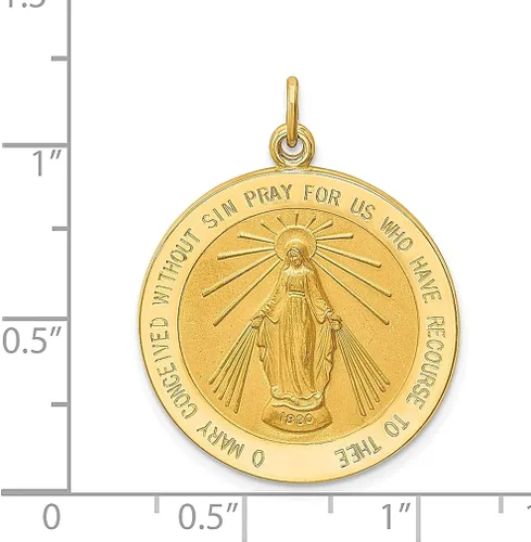 Vista 4 de Collar con dije de medalla milagrosa redonda de oro amarillo de 14 quilates joyería fina religiosa para mujeres regalos para ella Yellow Gold