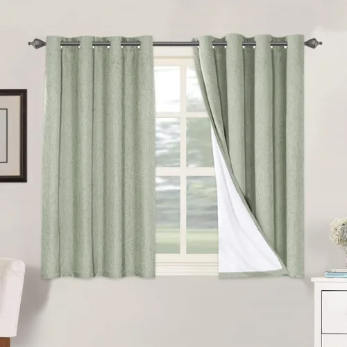 Vista 176 de H.VERSAILTEX Cortinas 100% opacas con aislamiento térmico, texturizadas, de lino, con bloqueo completo de calor y luz, para sala de estar y Negro