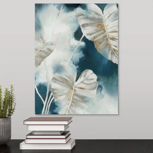Vista 2 de CANVAS ON DEMAND Blue Tropical Palms Canvas Wall Art Print by Alex Black, Bohemian, Home Decor, Nature, Natural Artwork, 12"x16