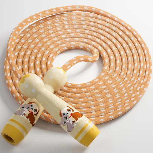 Vista 7 de Cuerda de saltar para niños, cuerda de saltar trenzada de algodón ajustable con mango de madera para niños pequeños, fitness, entrenamiento Gato