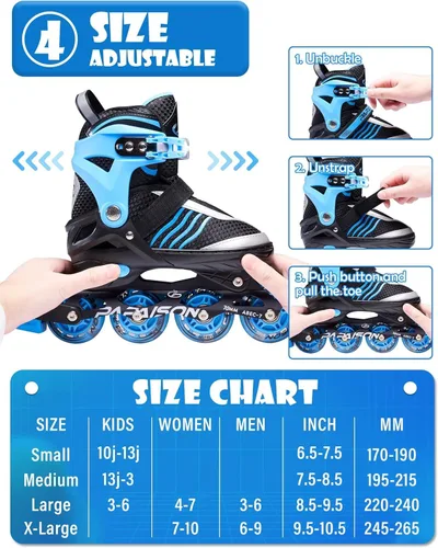 Vista 3 de PAPAISON Patines en línea ajustables para niños, patines para niños de 4 a 16 años, patines en línea para niñas de 5 a 8 años y de 8 a 12 años