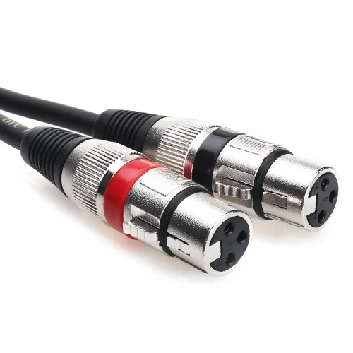 Vista 3 de Tisino Cable de micrófono estéreo XLR doble a 0.138 in, 2 XLR hembra a 1/8 pulgadas Mini Jack Y-Splitter Cable de micrófono de plomo de 3.3 pies