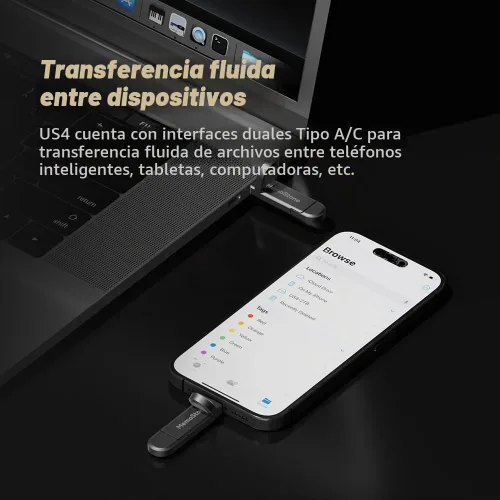 Vista 3 de KingSpec MemoStone SSD externo de 512 GB, USB 3.2 Gen2 Interfaz A/C de doble tipo, hasta 540 MB/s, unidad de estado sólido portátil perfectamente