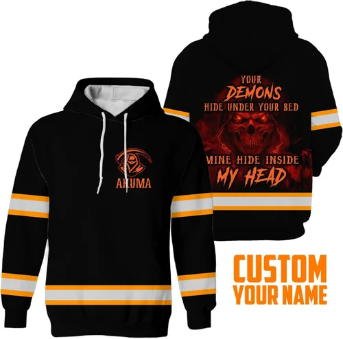 Vista 4 de Maddly Polo de alta visibilidad con diseño de calavera y bandera de Estados Unidos, ropa de trabajo patriótica con nombre personalizado