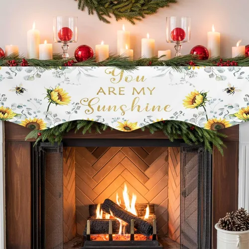 Vista 7 de Funda para bufanda de chimenea de eucalipto, girasol, mantel superior, bufanda para Navidad, Halloween, Acción de Gracias, otoño, decoración