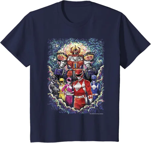 Vista 31 de Power Rangers Mighty Morphin' Megazord Starry Night Poster Camiseta