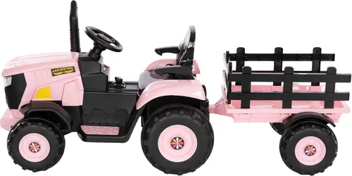 Vista 3 de Tractor de paseo de 24 V para niños, remolque desmontable, rosa
