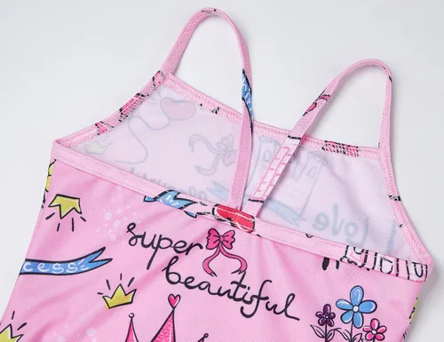 Vista 4 de TENVDA Trajes de baño de una pieza para niñas, traje de baño deportivo con cuello halter