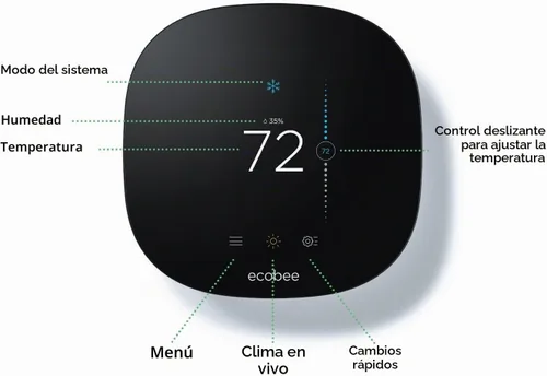 Vista 9 de Termostato Ecobee3 Lite con Wi-Fi, funciona con Amazon Alexa
