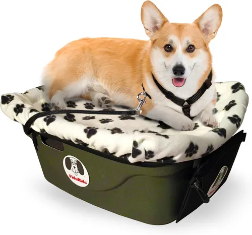 Vista 13 de FIDORIDO Asiento de automóvil para perro, asiento de auto con funda, arnés y correas, base de plástico duradero, cómodos cojines, fácil de instalar