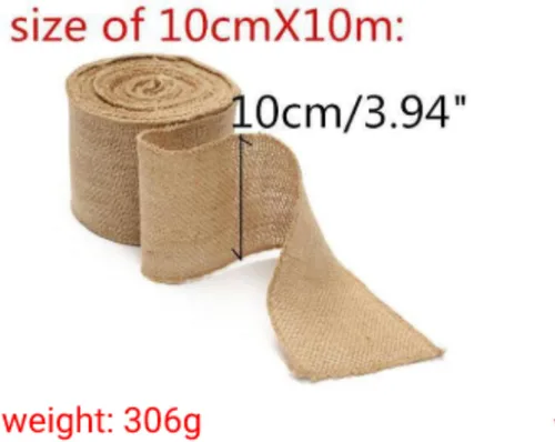 Vista 2 de Walfront Cinta de yute de arpillera ancha de yute para manualidades, rollo de cinta de arpillera de 10 yardas (3.9 in)