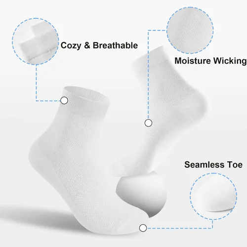 Vista 3 de J-BOX Men's 10-Pack Cotton Comfort Socks Breathable Quarter Cotton for Dress Socks Crew Thin Socks