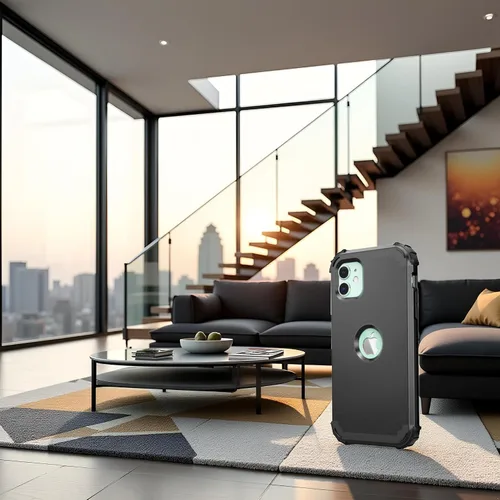 Vista 5 de IDweel Funda para iPhone 11 con Protector de Pantalla de Vidrio Templado, Híbrida 3 en 1 Resistente a Golpes Delgada de Protección Resistente