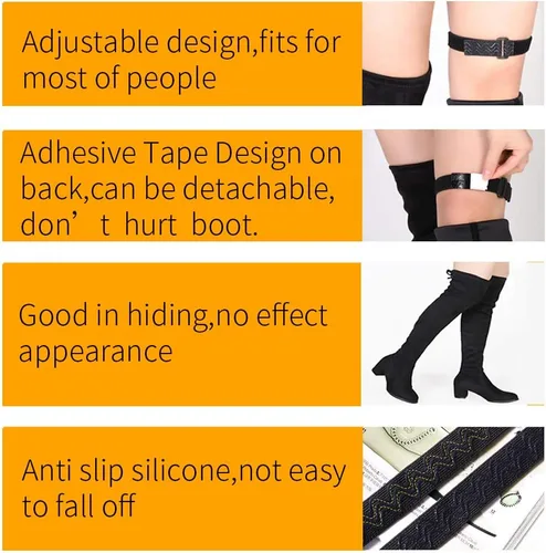 Vista 6 de KIKIGOAL 2 pares de correas para botas de rodilla con 20 correas elásticas ajustables de velcro, cómodas y fáciles de usar, mantienen las botas sin