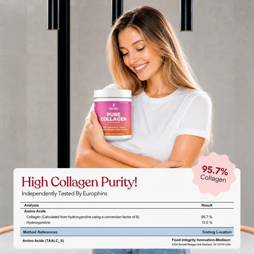 Vista 4 de Colágeno Hidrolizado en Polvo para Mujeres y Hombres – Péptidos de Colágeno Bovino Orgánico Tipo I y III, Alto Proteína – Para fortaleza ósea, apoyo