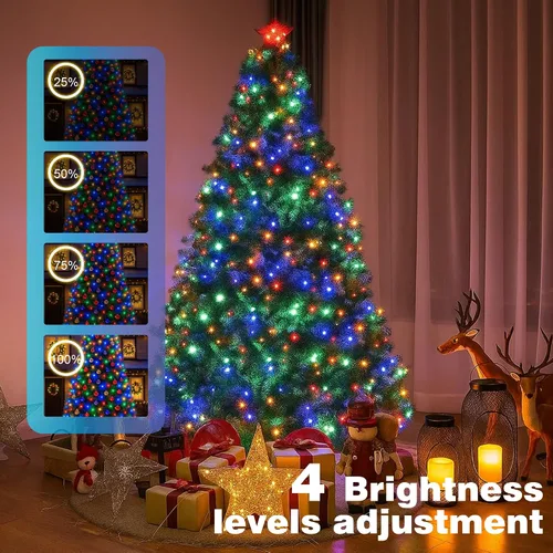 Vista 4 de Luces de Navidad de 800 LED y 264 pies, luces impermeables IP67 para árbol de Navidad con 8 modos, control remoto, 3 temporizadores y función