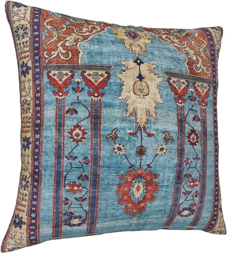 Vista 2 de Alfombra de seda persa antigua con estampado de 11 fundas de almohada de terciopelo suave, funda de cojín decorativa para decoración del hogar, sala