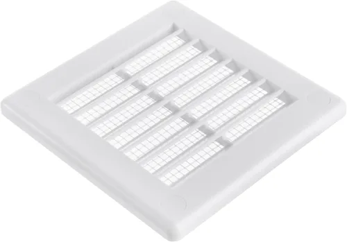 Vista 6 de Medida de apertura de 3'' x 3'' pulgadas / Rejilla externa de ventilación cuadrada blanca con malla protectora - Registro de plástico ligero Blanco