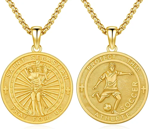 Vista 33 de 925 Sterling Silver Patron Saint Amulet Necklace for Men Women plateado