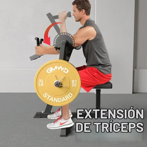 Vista 7 de GMWD Máquina de Curl de Bíceps y Tríceps, Máquina de Curls de Bíceps y Extensión de Tríceps con Carga de Placas de 250 Libras, Equipo de Ejercicio 2
