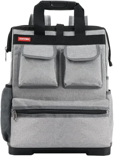 Vista 9 de Mochila de herramientas con compartimento para laptop Bolsas de herramientas resistentes con base moldeada impermeable, soporte trasero acolchado