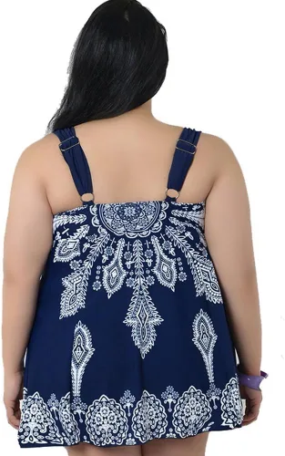 Vista 4 de Traje de baño tankini retro, de mujer, talla grande, de dos piezas, estilo Pin-up