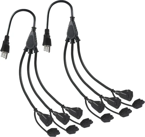 Vista 8 de Cable divisor de alimentación de 3 tomas, 1 a 3 tomas de corriente para uso en interiores y exteriores, resistente a la intemperie, SJTW 16 AWG