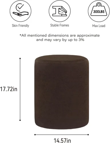 Vista 2 de O2B Otomana redonda moderna con asiento acolchado suave – Silla de tocador multifuncional, taburete tapizado reposapiés para sala de estar