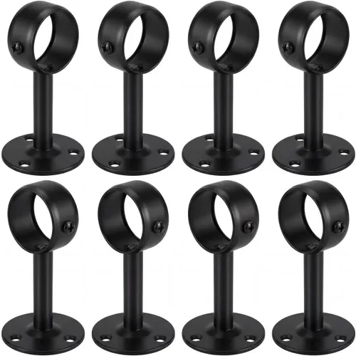 Vista 7 de Paquete de 4 soportes de barra de cortina de acero inoxidable de alta resistencia de 1 pulgada, soportes de extremo para poste de armario, soporte
