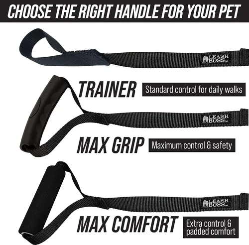 Vista 2 de Leashboss entrenador largo, correa de nailon de entrenamiento para perros, 1 pulgada con correa de almacenamiento., Negro