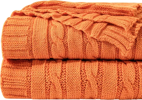 Vista 18 de NTBAY Manta de punto trenzado de 100 % algodón puro, súper suave y cálida de 51 x 67 pulgadas, para sofá, silla, cama, extra acogedora, lavable a