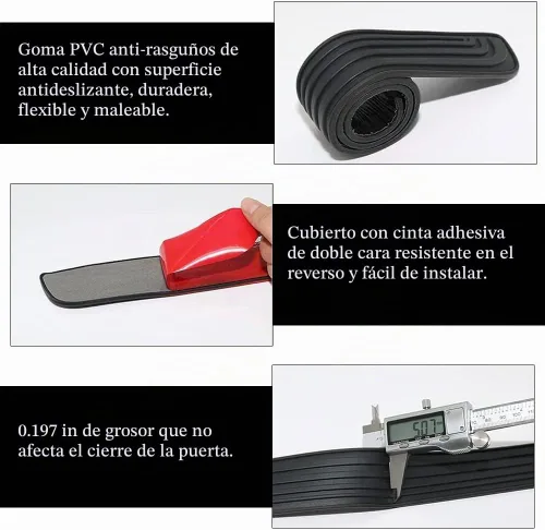 Vista 3 de ASUBHA Protector de parachoques trasero de automóvil, protector de parachoques, almohadilla protectora universal de goma negra contra arañazos