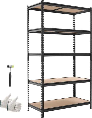 Vista 31 de VEVOR Storage Shelves, 5-Tier Adjustable, 2000 lbs Capacity, Heavy Duty Garage Storage Shelving Unit, Metal Utility Rack Shelf, for Kitchen Pantry