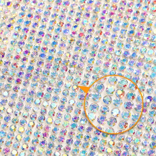 Vista 3 de Outus 60750 Piezas Lámina de Pedrería Brillante 59 x 7.87 Pulgadas Pegatina de Pedrería Autoadhesiva de Cristal Brillante con Diamantes de Imitación