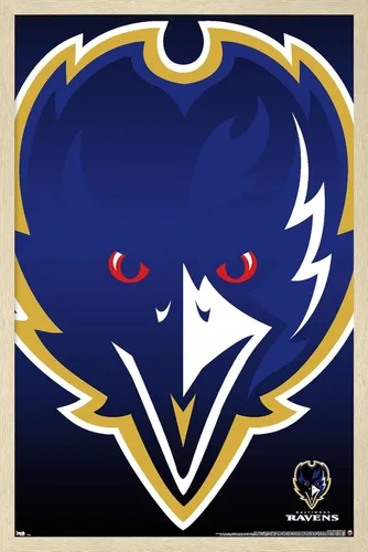 Vista 5 de Trends International NFL Baltimore Ravens - Póster de pared con logotipo 14, 22.375 x 34 pulgadas, versión premium sin marco