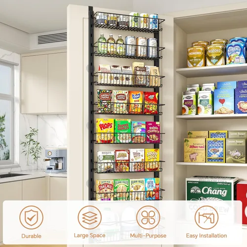 Vista 5 de MIAOLI Organizador de despensa sobre la puerta, estante de especias ajustable de 10 niveles, organizador de condimentos colgante para cocina, baño