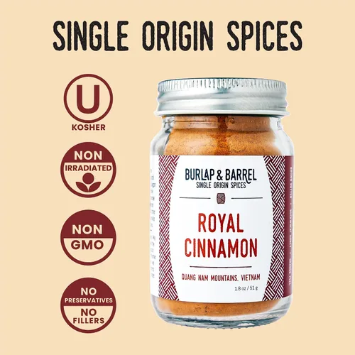 Vista 4 de Burlap & Barrel Royal Cinnamon – Dulzura intensa y picante de canela vietnamita en polvo y especias – Como se ve en Shark Tank – Tarro de vidrio