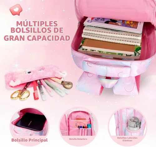 Vista 6 de Mochila Estética Kawaii Arcoíris