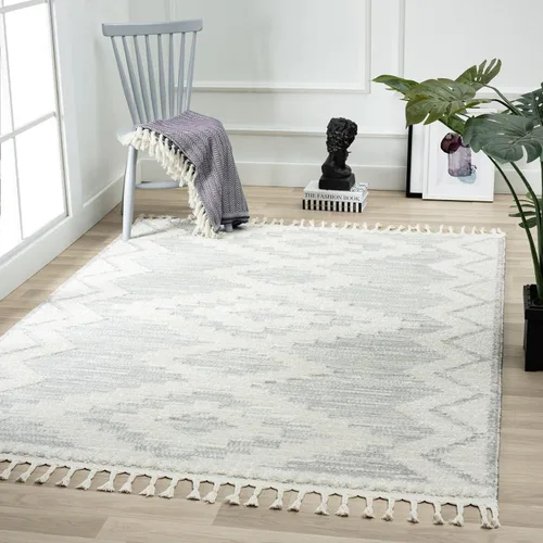 Vista 7 de LUXE WEAVERS Ibiza Collection 8067 - Alfombra geométrica suroeste, color gris, 6 x 9