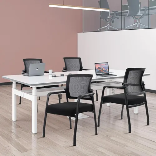 Vista 8 de KLASIKA Silla de escritorio sin ruedas con respaldo de malla ajustable, sillón con soporte lumbar ergonómico y cojín de asiento grueso, sillas