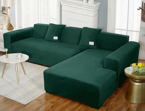 Vista 29 de Funda de sofá súper elástica en forma de L, de terciopelo y felpa, funda para sofá modular con parte inferior elástica, protector de muebles